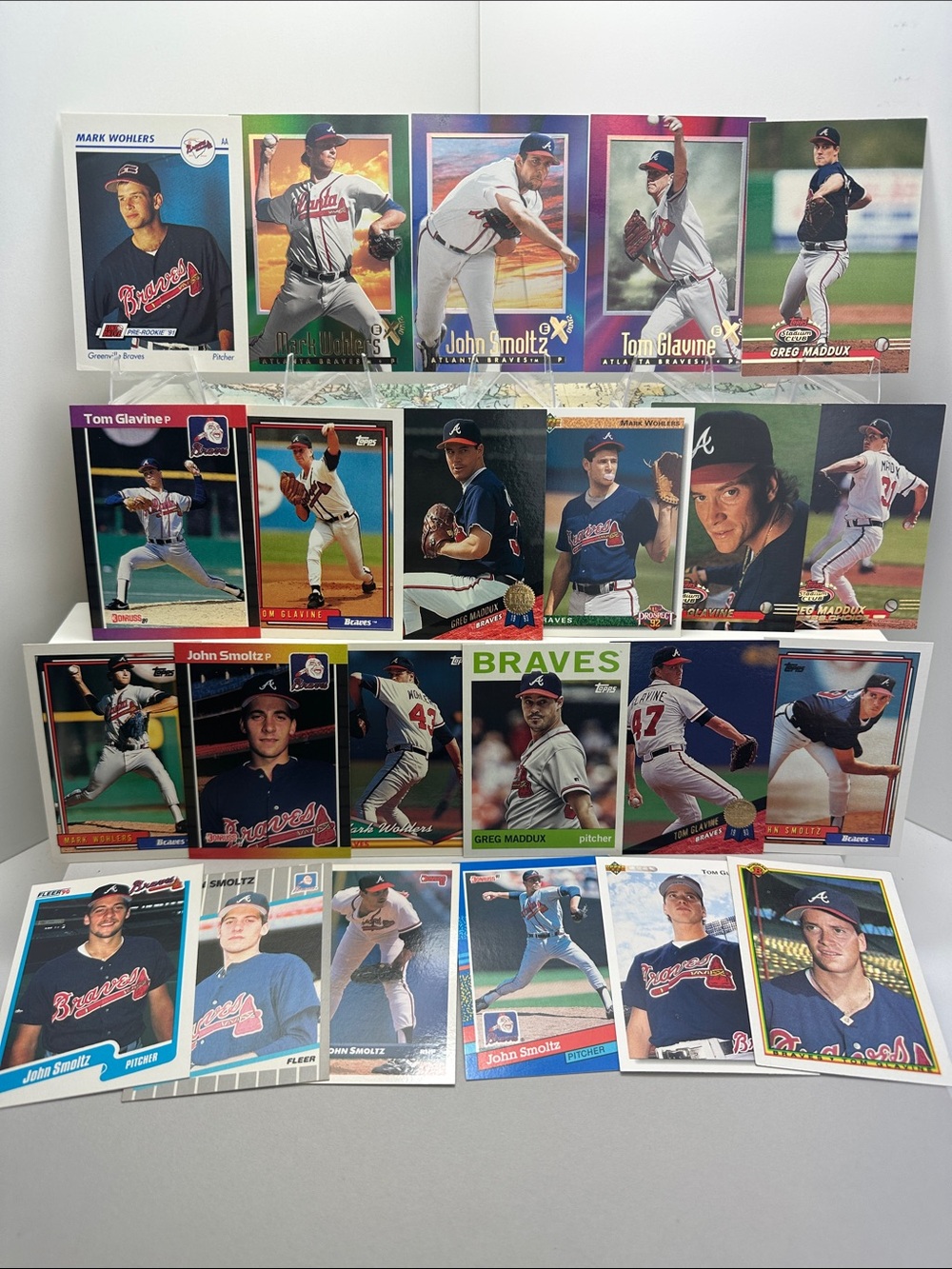 Maddux/Glavine/Smoltz Vintage Braves lot of 22 w/ 2 Mark Wohlers rookies